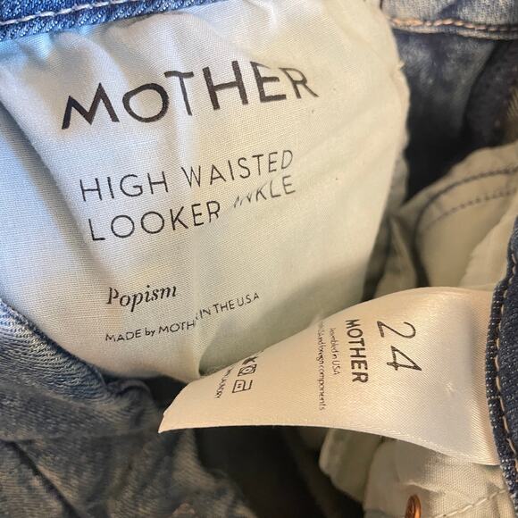 Mother High Waisted Looker 24 0 Popism Blue Denim Jeans Skinny Ankle Distressed - Picture 5 of 7